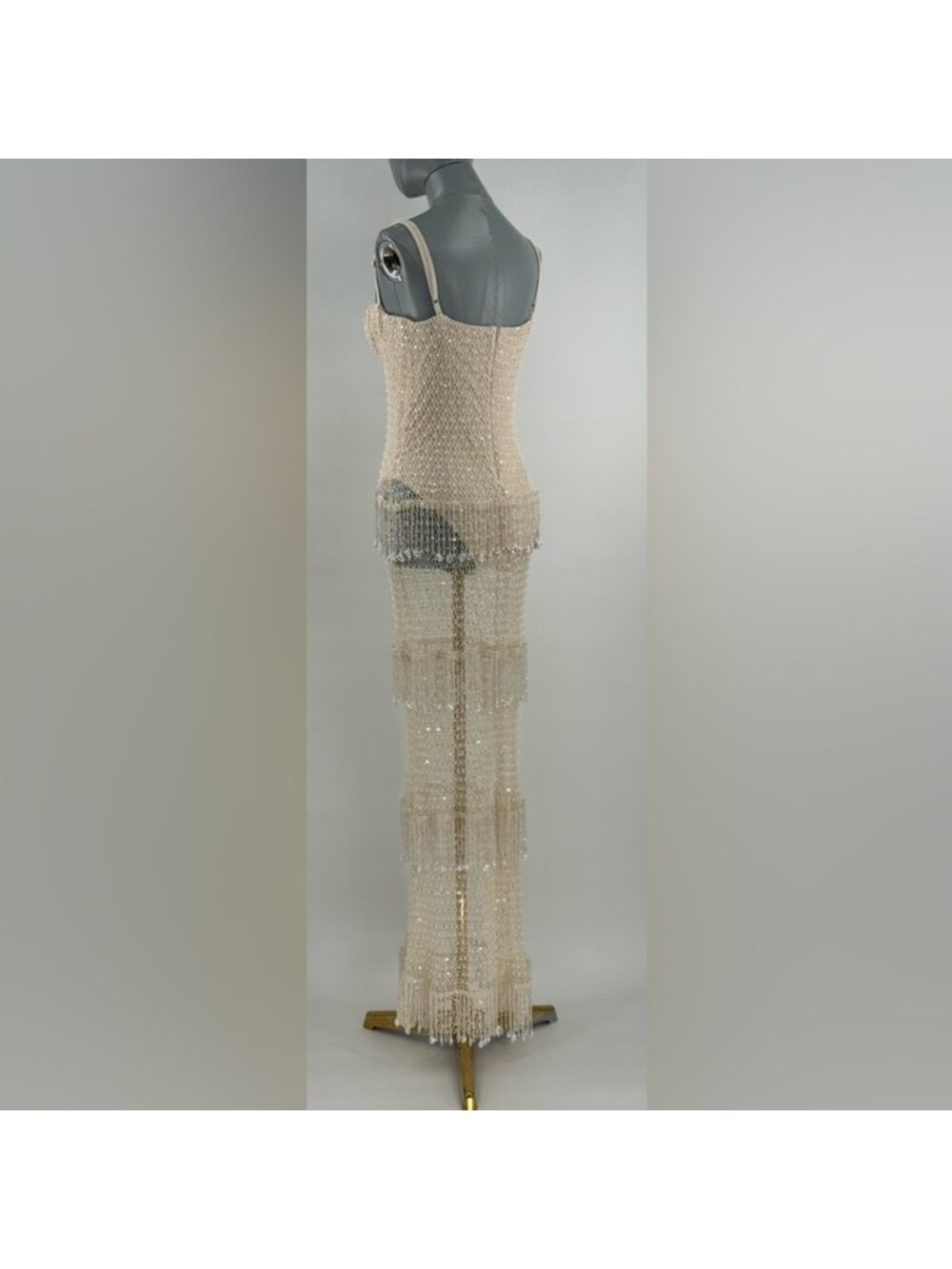 🆕 PATBO 🧿 NWOT Crochet Bloom Beaded Tiered Maxi Dress, Off White - Sz 12 BR44 - Picture 6 of 16